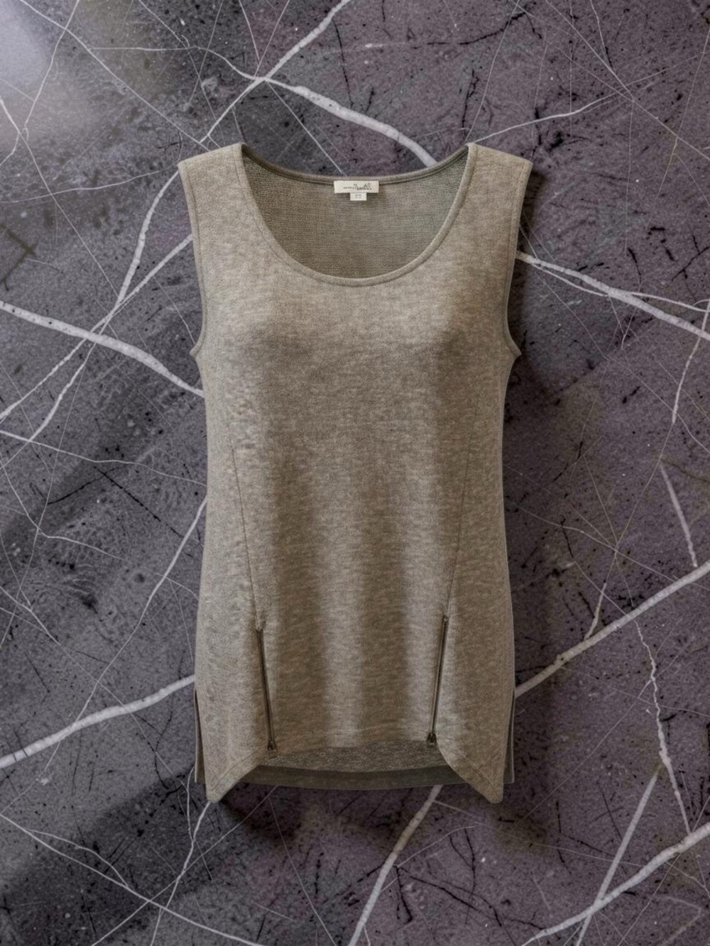 Simply Noelle Heather Gray Sleeveless Zip-Detail Tank